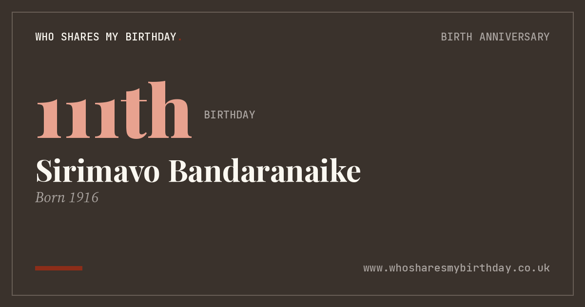 Sirimavo Bandaranaike