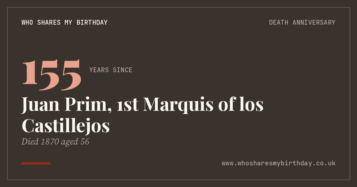 Juan Prim, 1st Marquis of los Castillejos