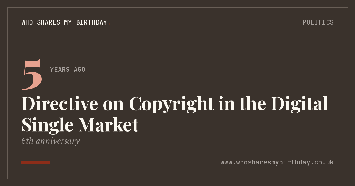 Directive on Copyright in the Digital Single Market