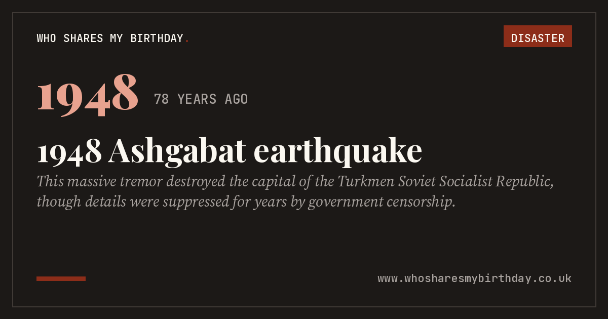 1948 Ashgabat earthquake