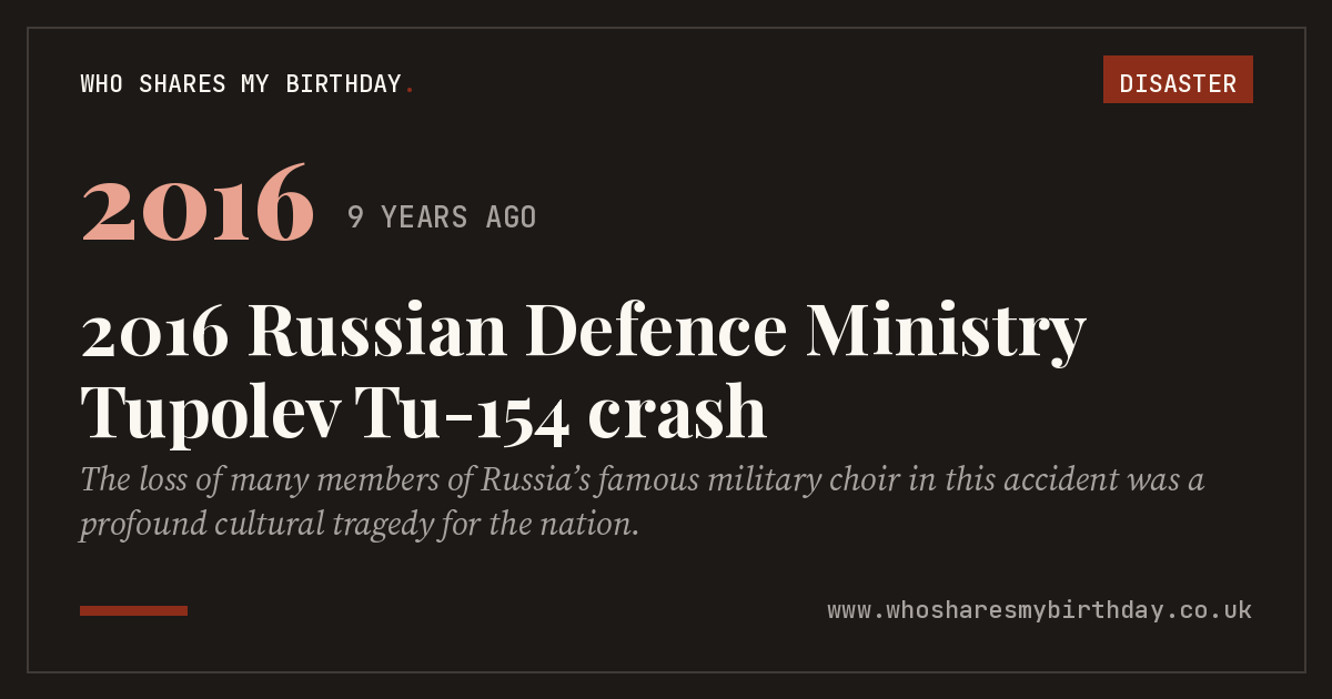 2016 Russian Defence Ministry Tupolev Tu-154 crash