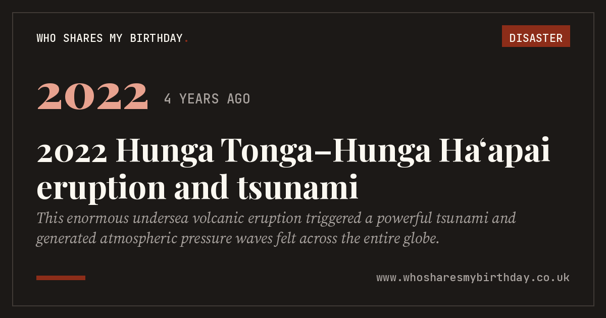 2022 Hunga Tonga–Hunga Haʻapai eruption and tsunami