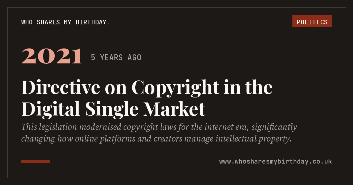 Directive on Copyright in the Digital Single Market
