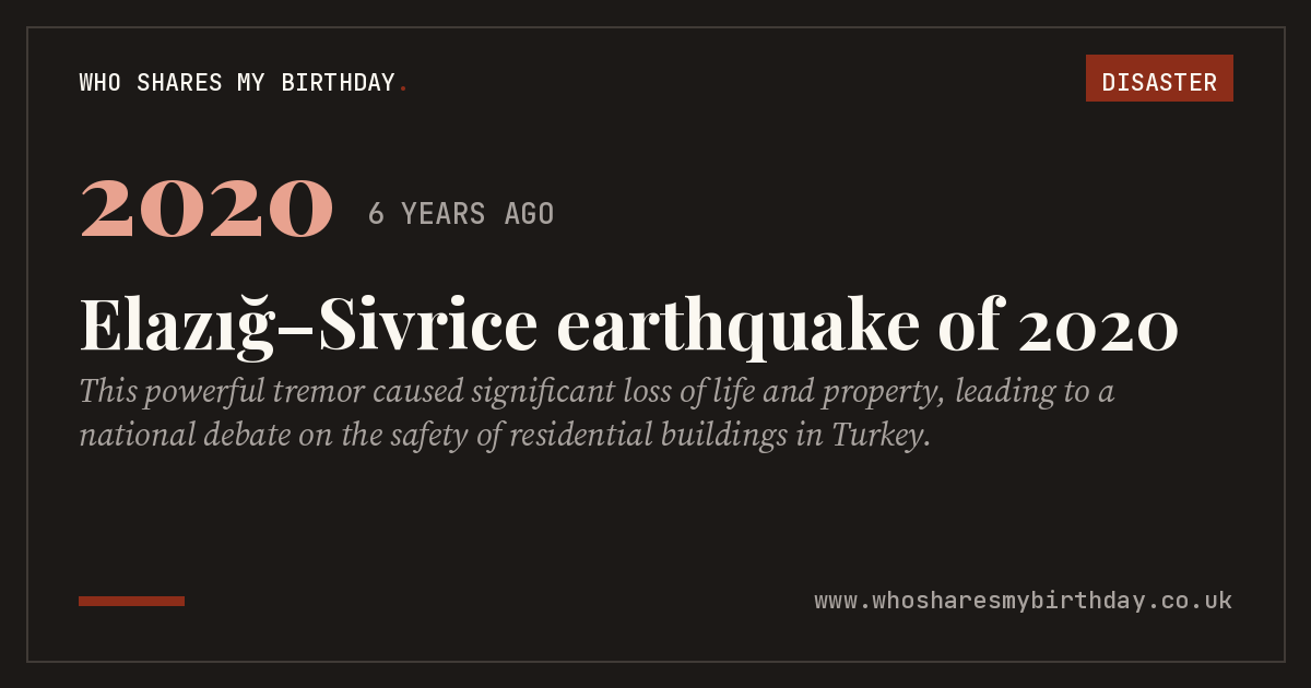 Elazığ–Sivrice earthquake of 2020