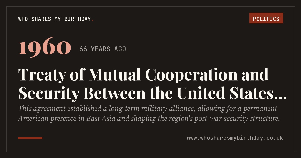 Treaty of Mutual Cooperation and Security Between the United States and Japan