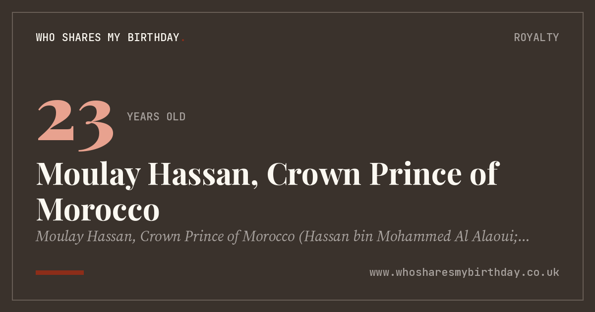 Moulay Hassan, Crown Prince of Morocco
