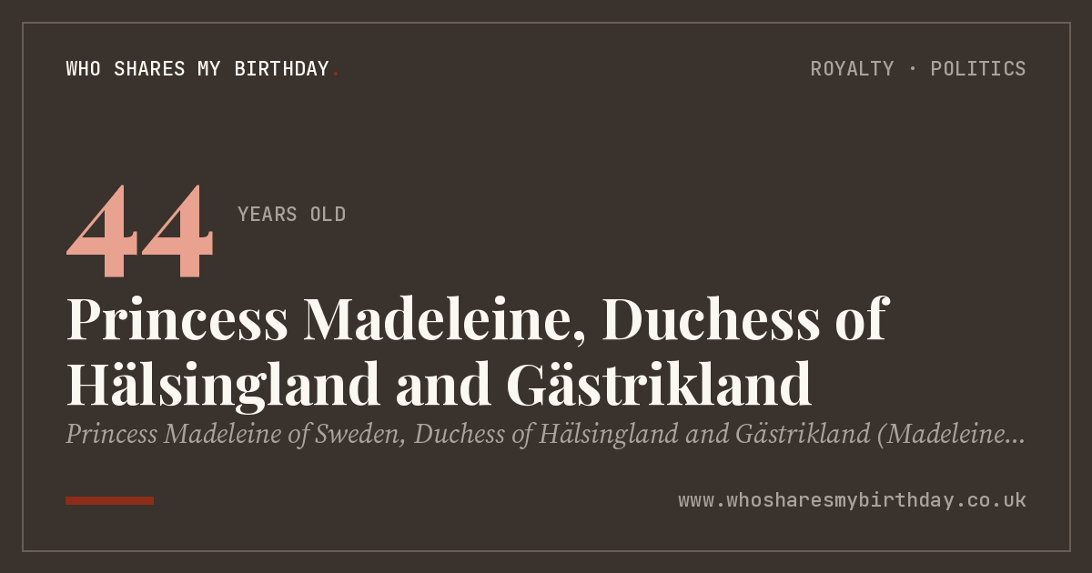 Princess Madeleine, Duchess of Hälsingland and Gästrikland
