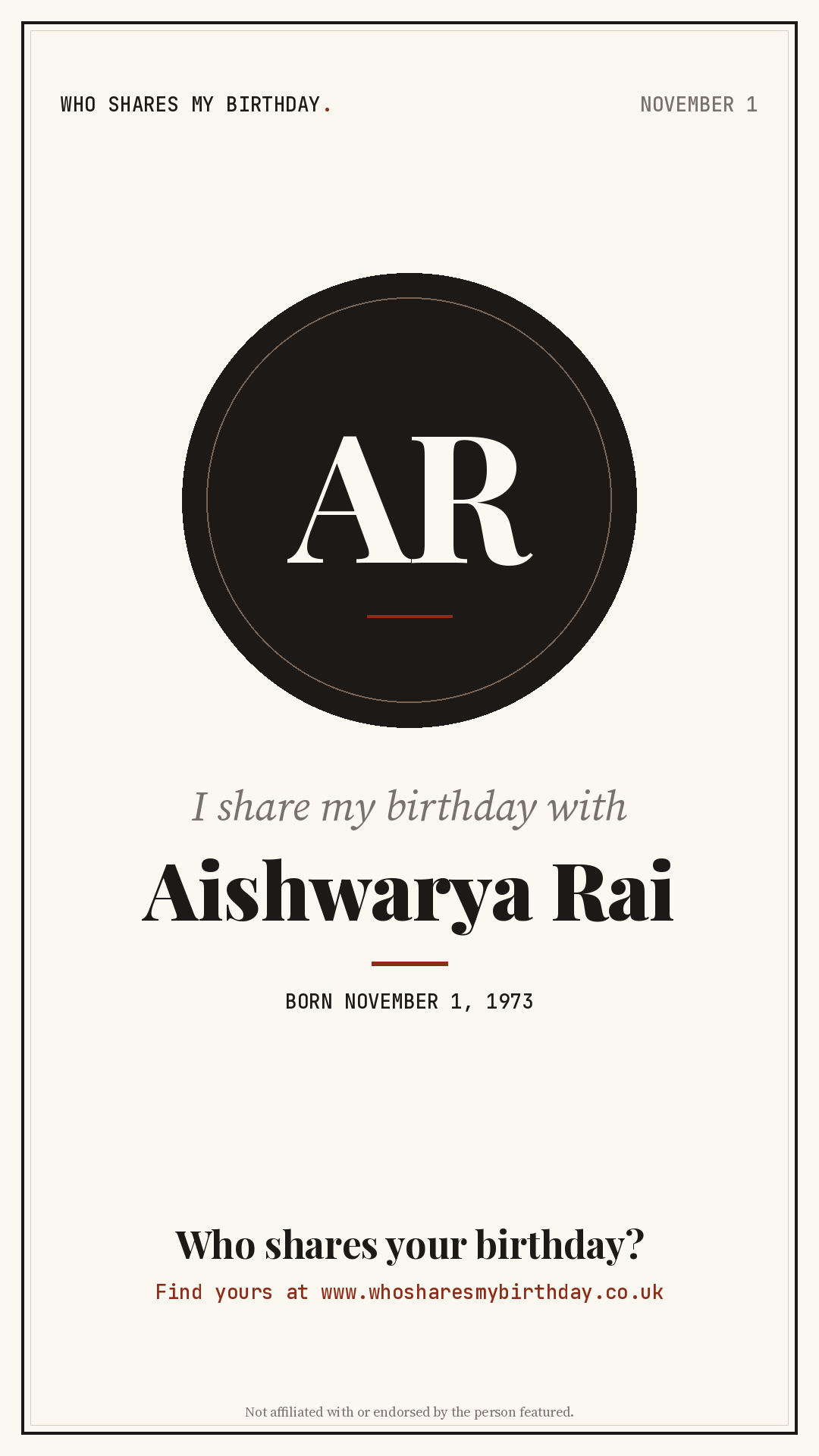 I share my birthday with Aishwarya Rai