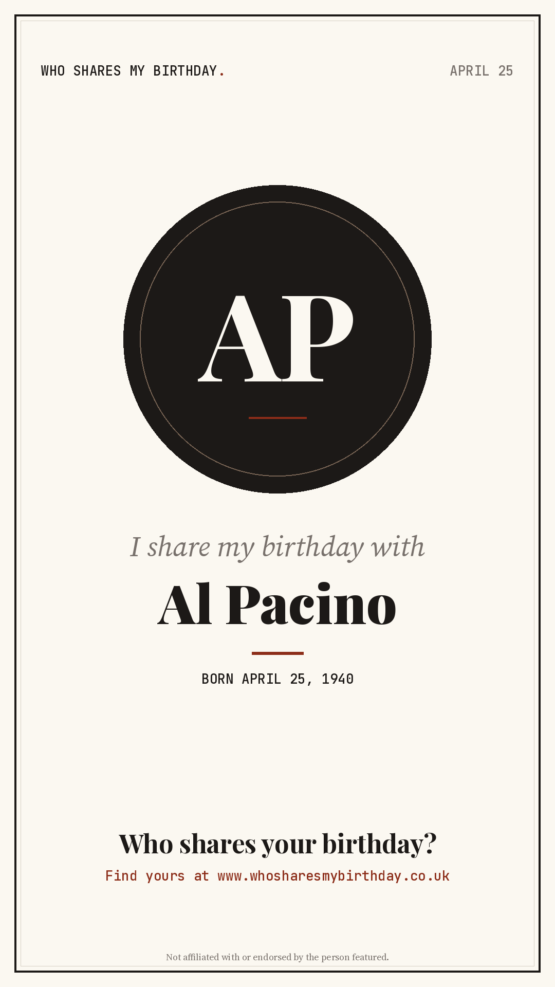 I share my birthday with Al Pacino