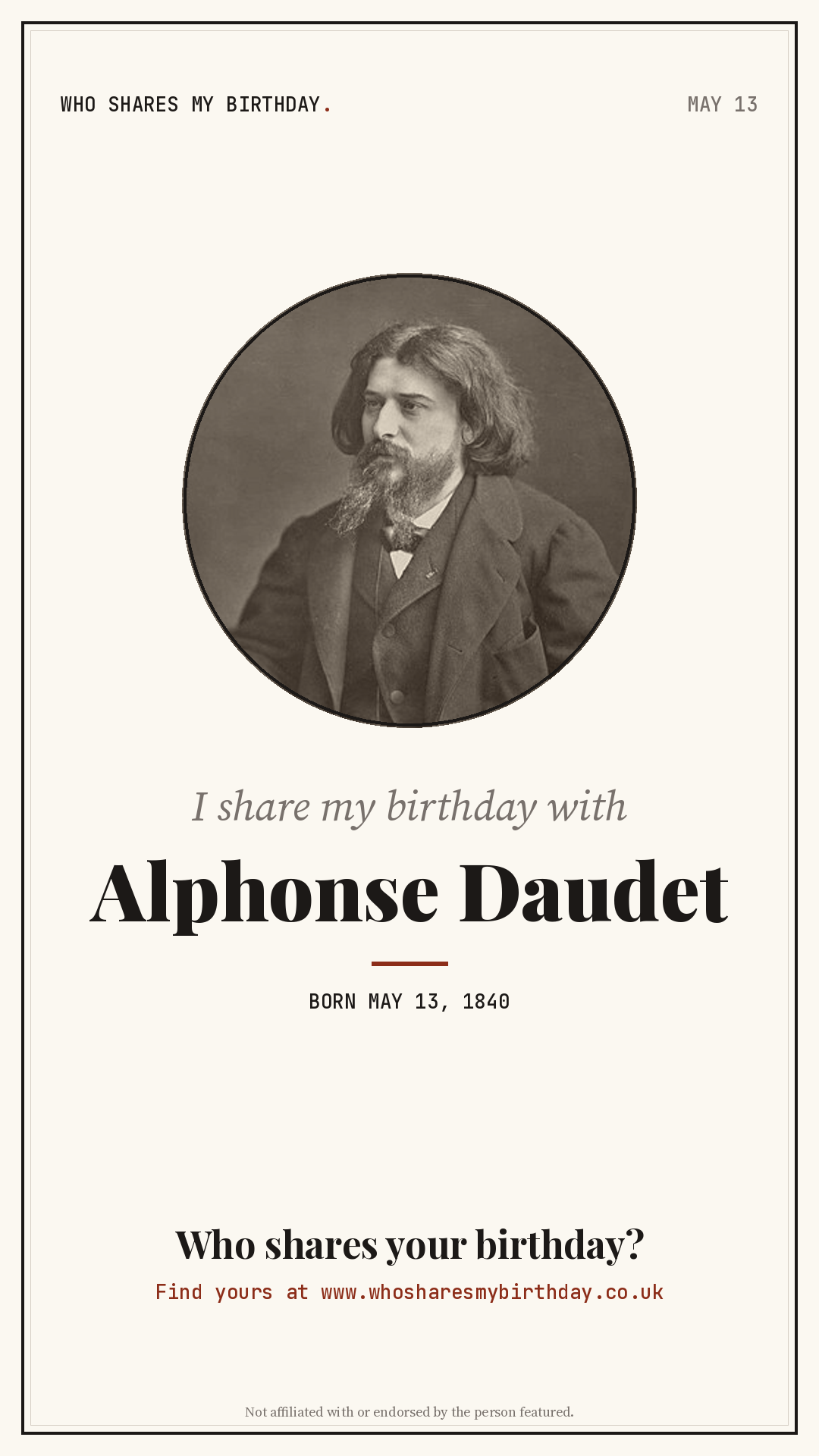 I share my birthday with Alphonse Daudet