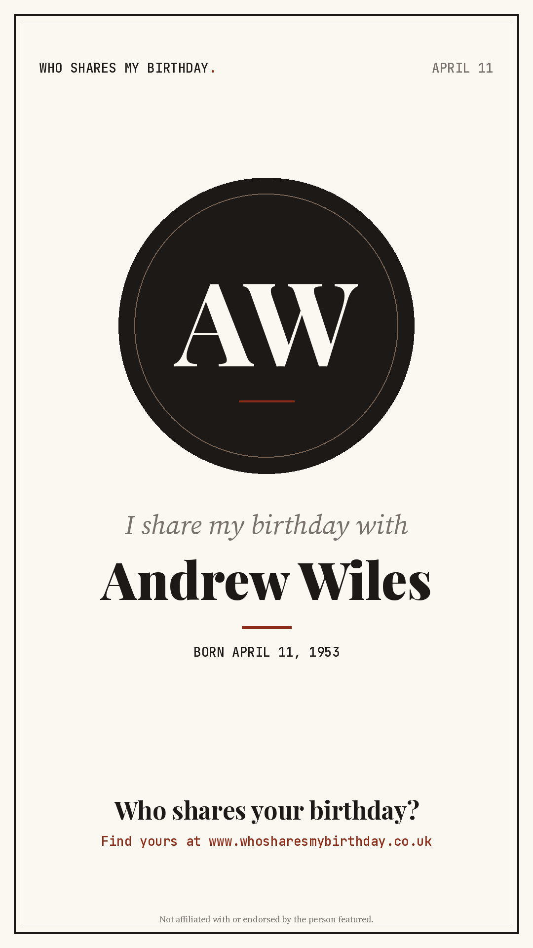 I share my birthday with Andrew Wiles