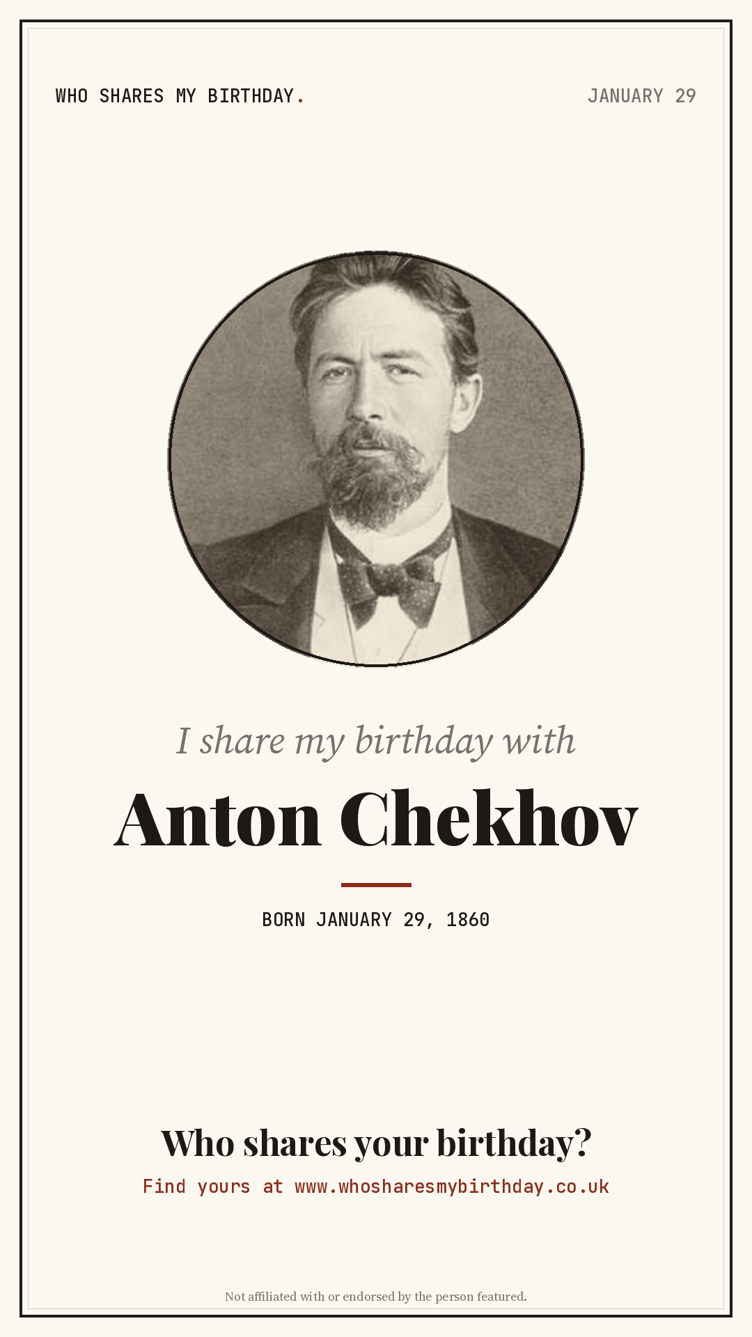 I share my birthday with Anton Chekhov