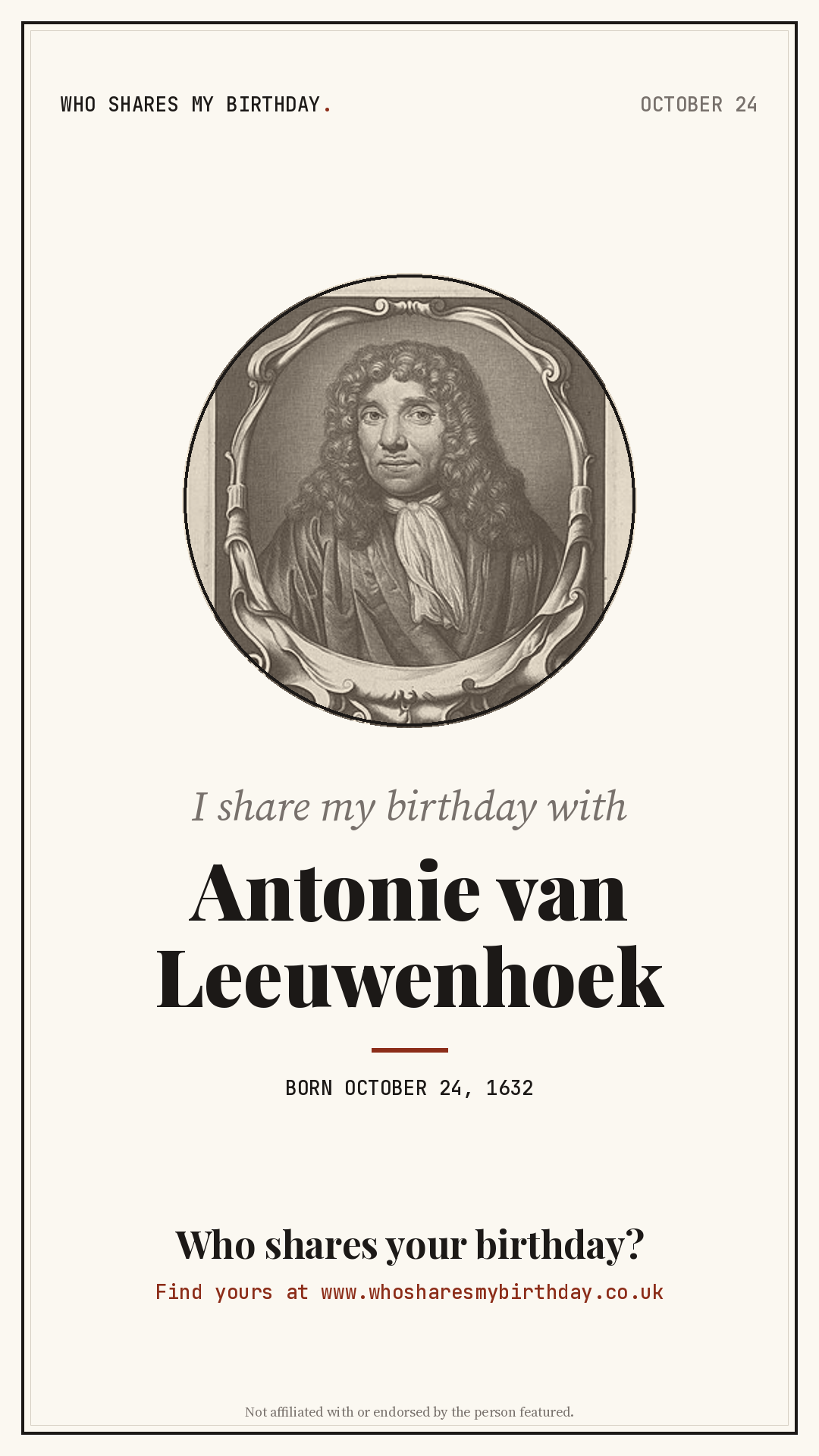 I share my birthday with Antonie van Leeuwenhoek