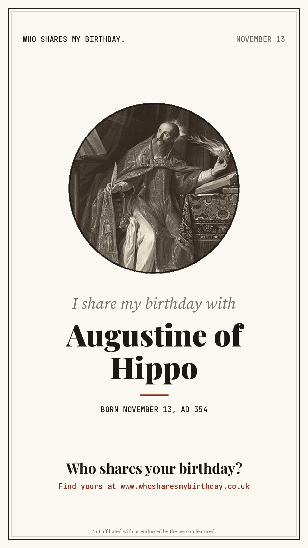 I share my birthday with Augustine of Hippo