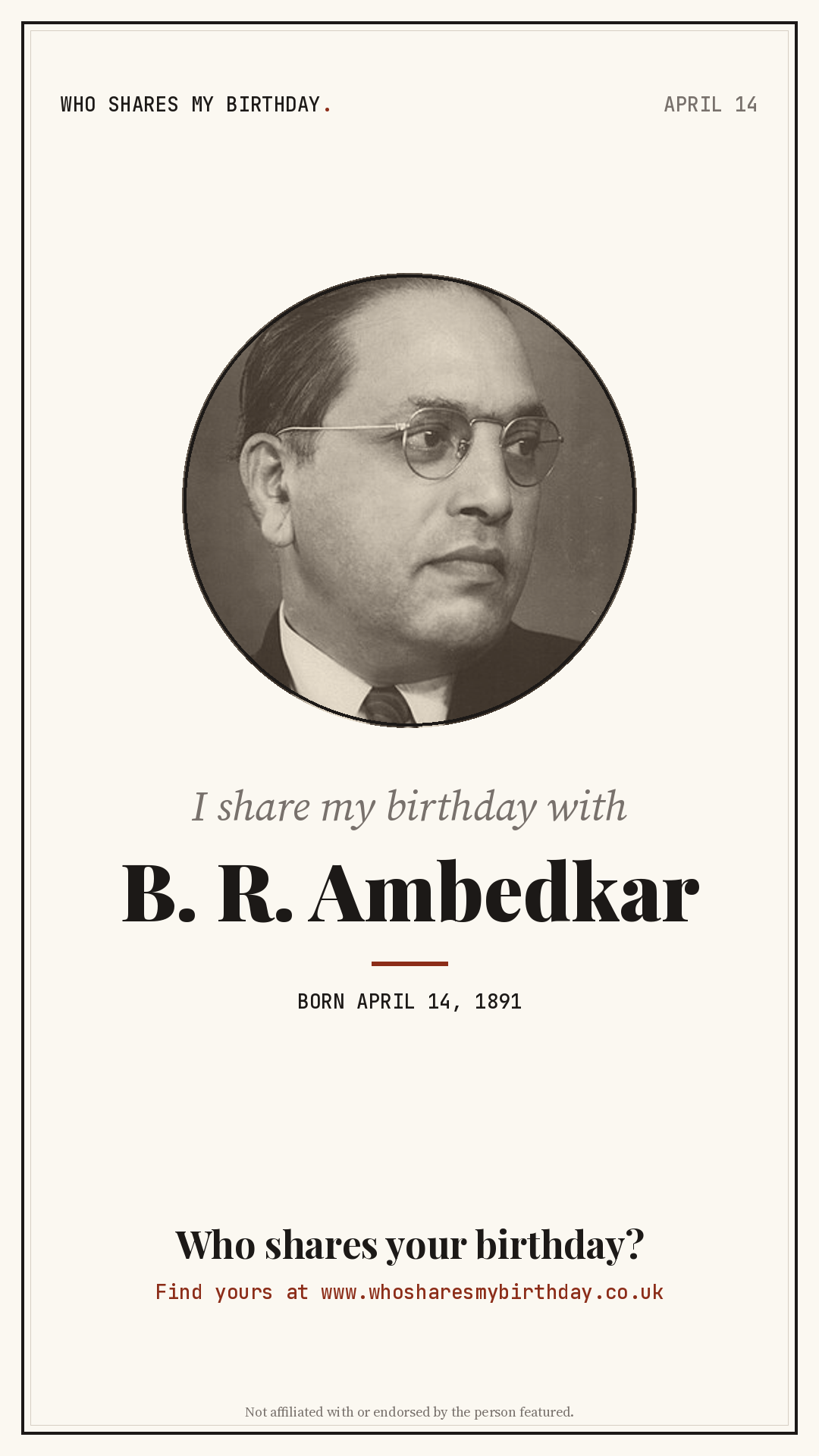 I share my birthday with B. R. Ambedkar