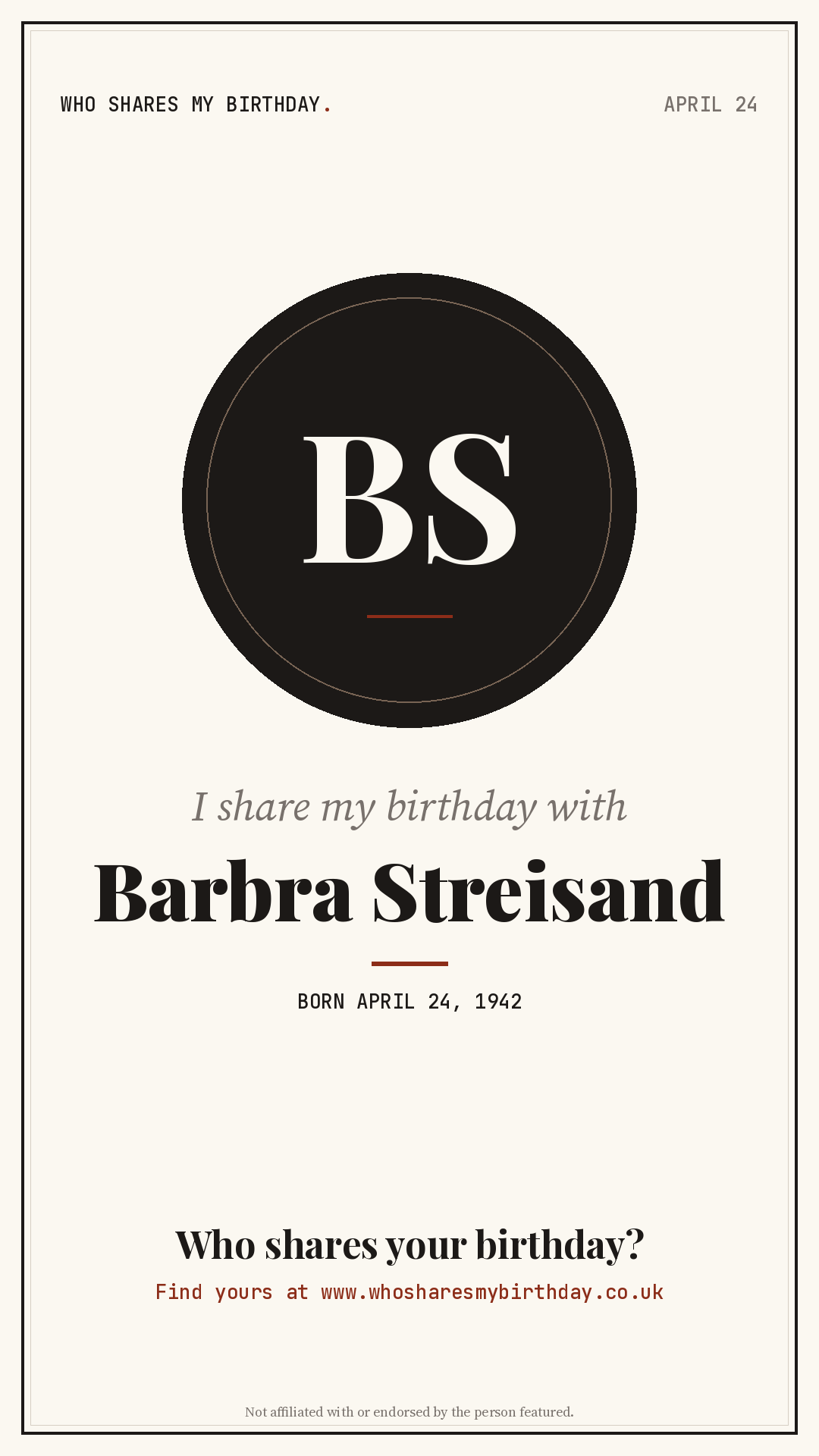 I share my birthday with Barbra Streisand