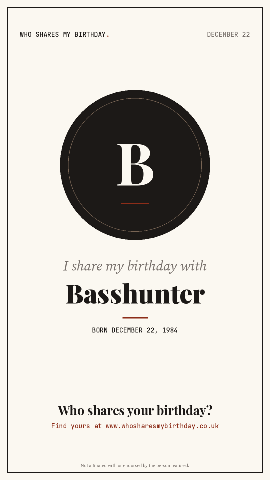 I share my birthday with Basshunter