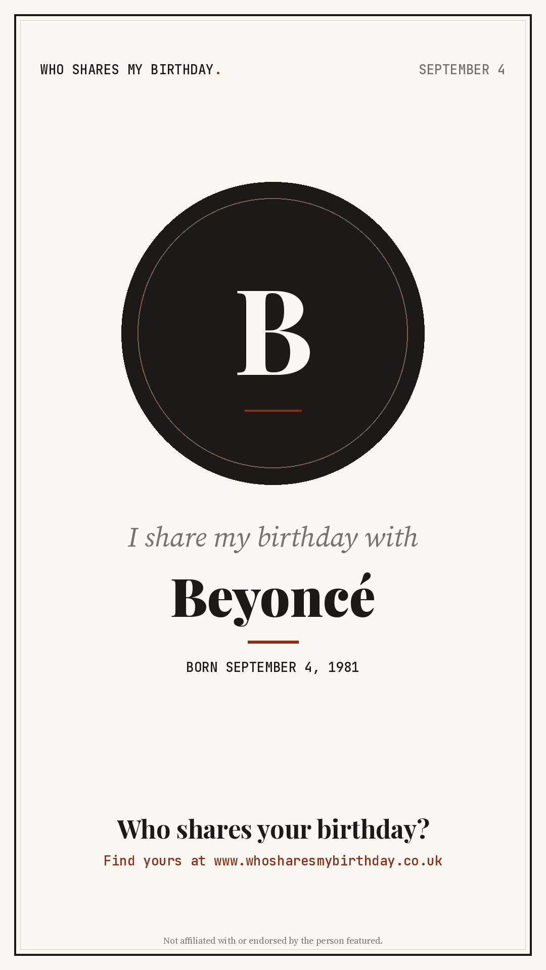 I share my birthday with Beyoncé