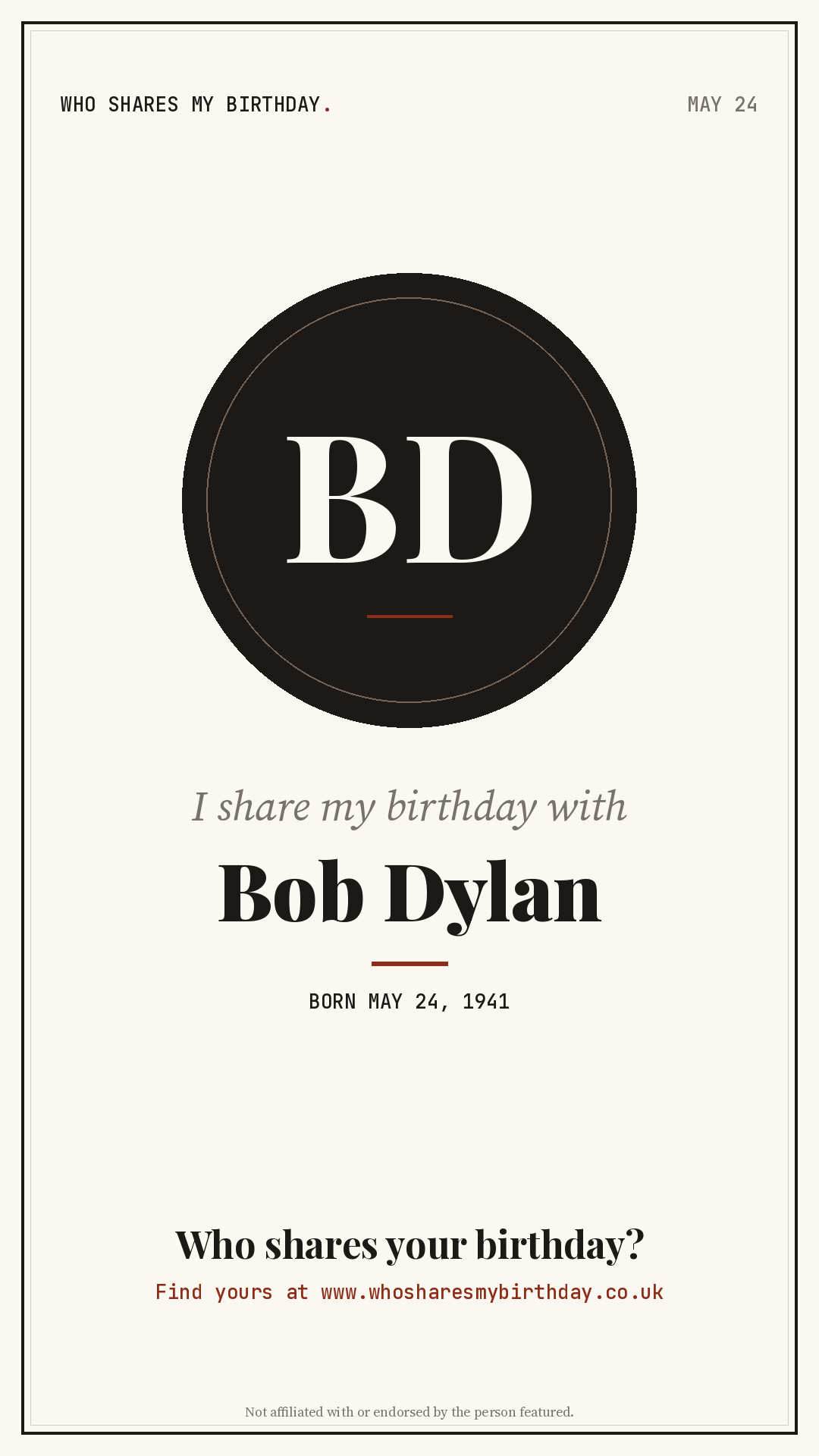 I share my birthday with Bob Dylan