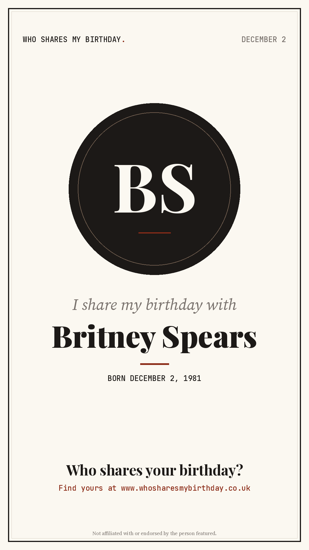 I share my birthday with Britney Spears