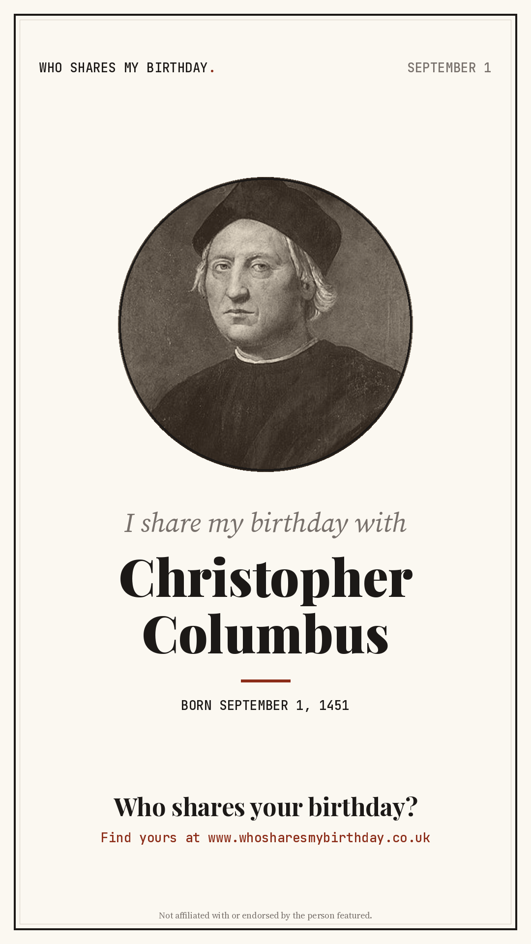 I share my birthday with Christopher Columbus