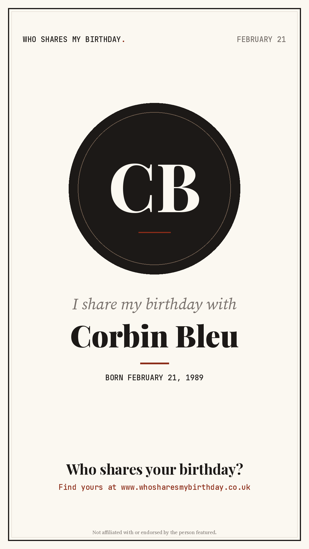 I share my birthday with Corbin Bleu