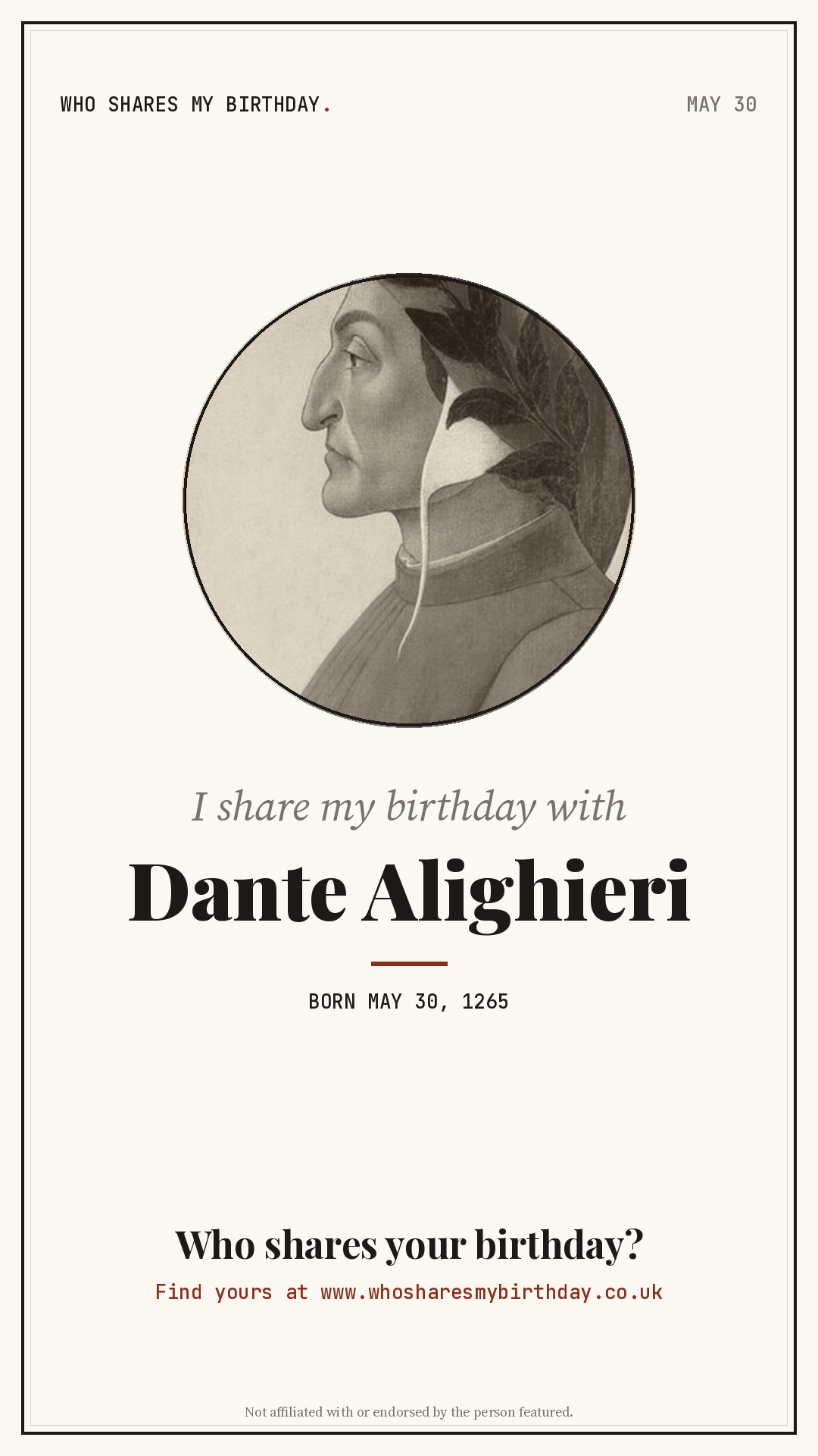 I share my birthday with Dante Alighieri
