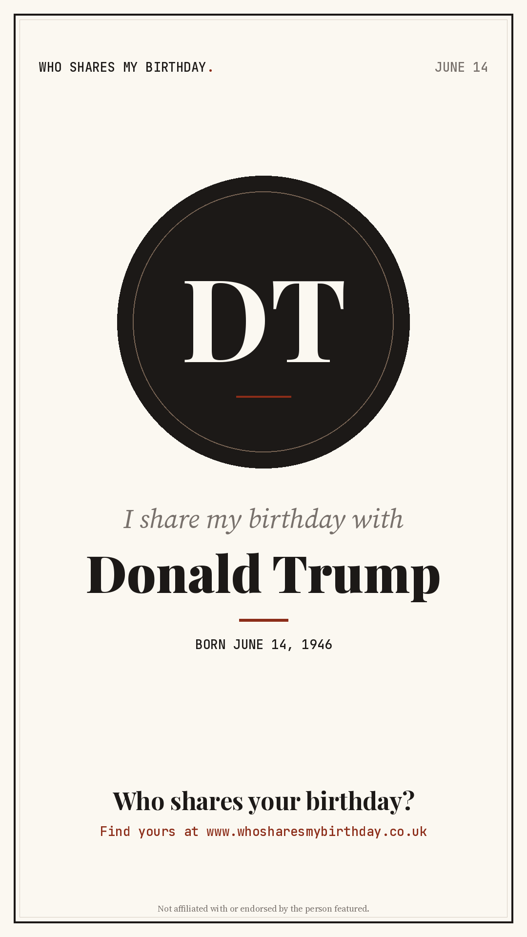 I share my birthday with Donald Trump