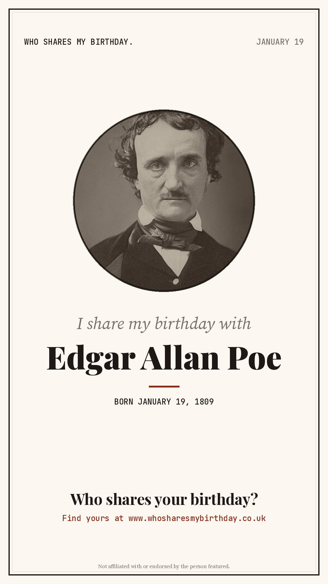 I share my birthday with Edgar Allan Poe