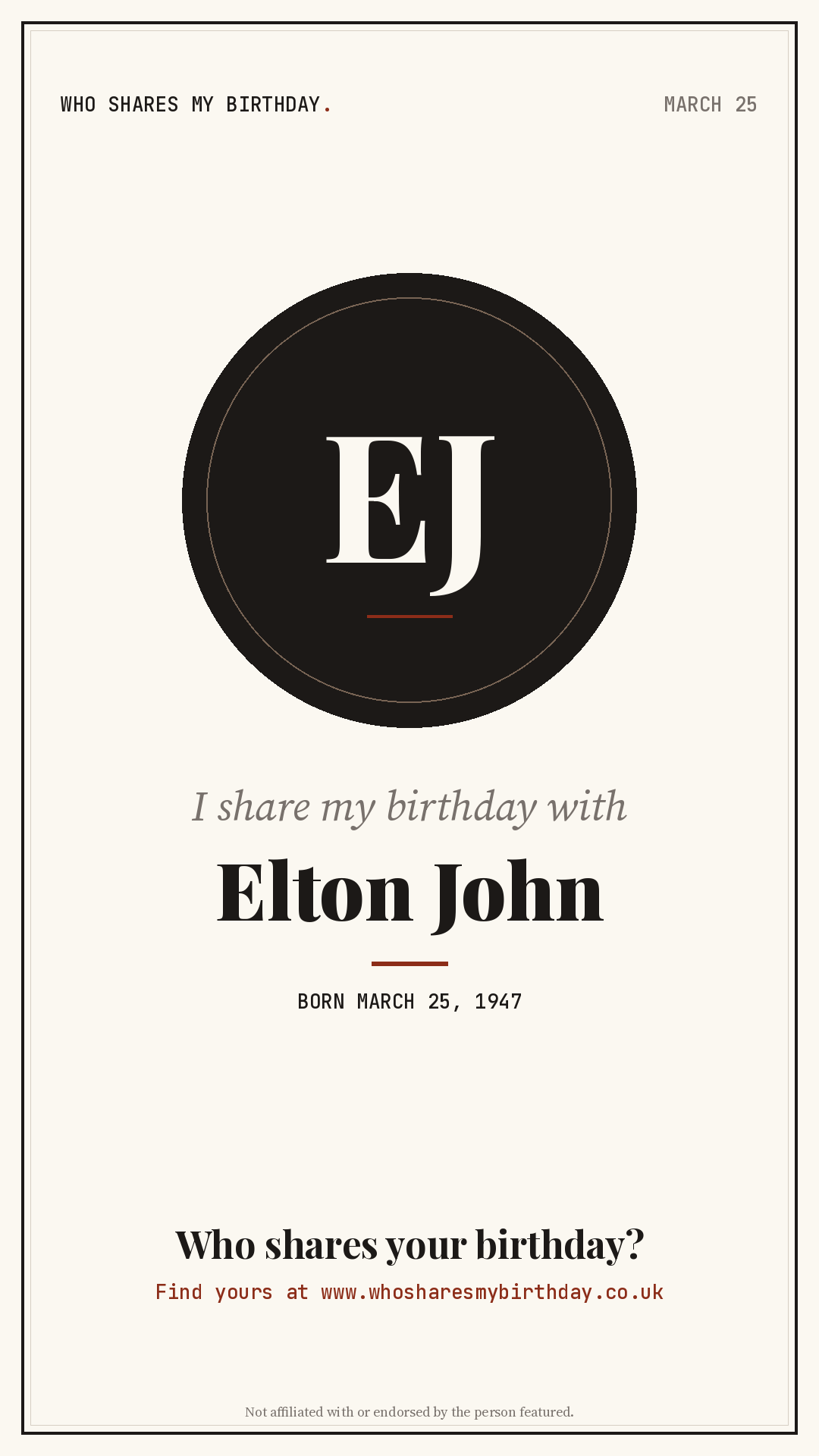 I share my birthday with Elton John
