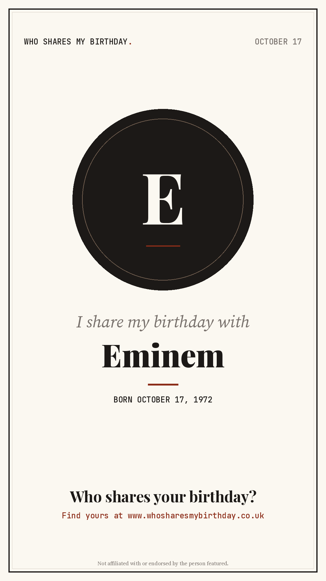 I share my birthday with Eminem
