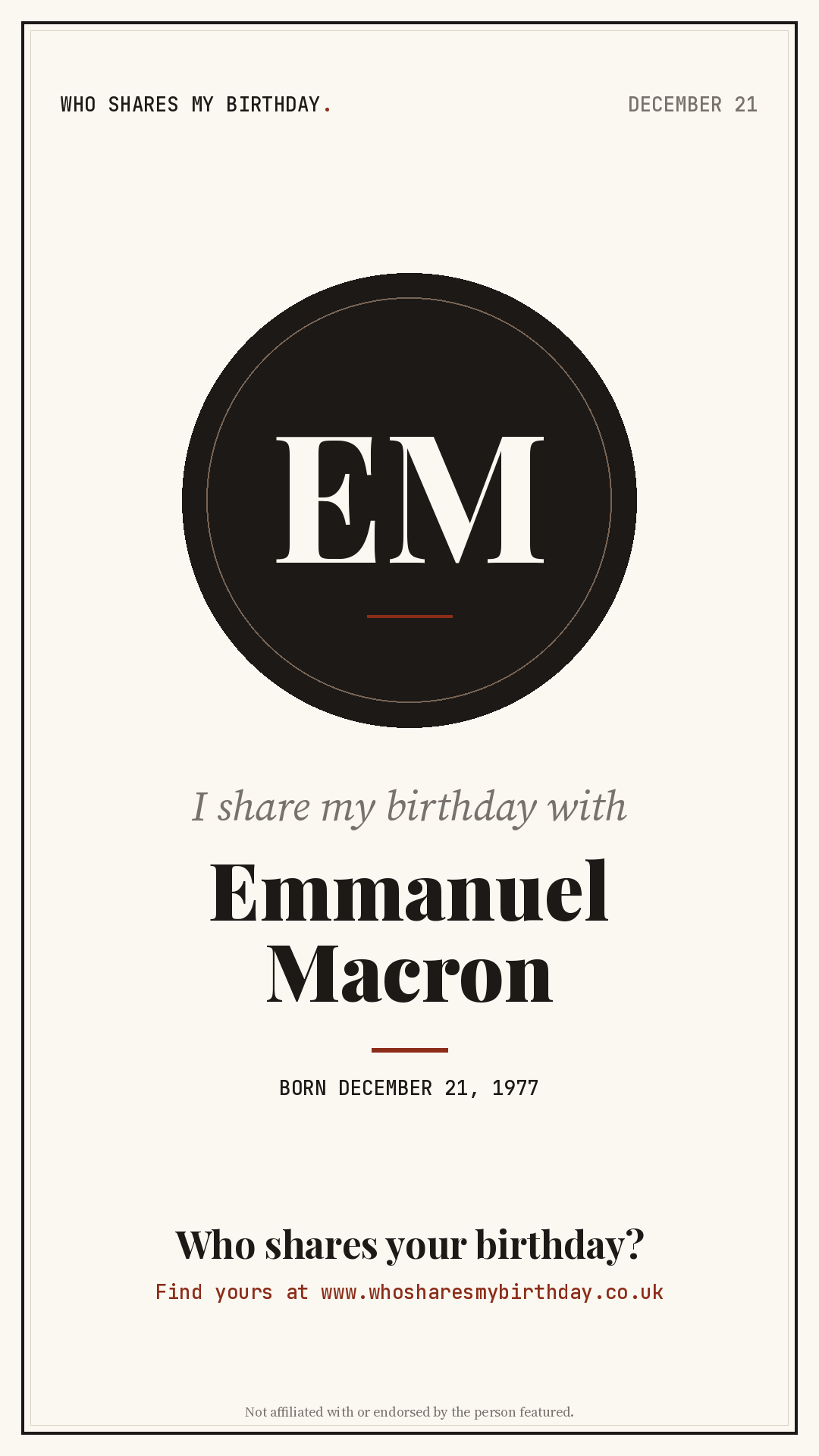 I share my birthday with Emmanuel Macron