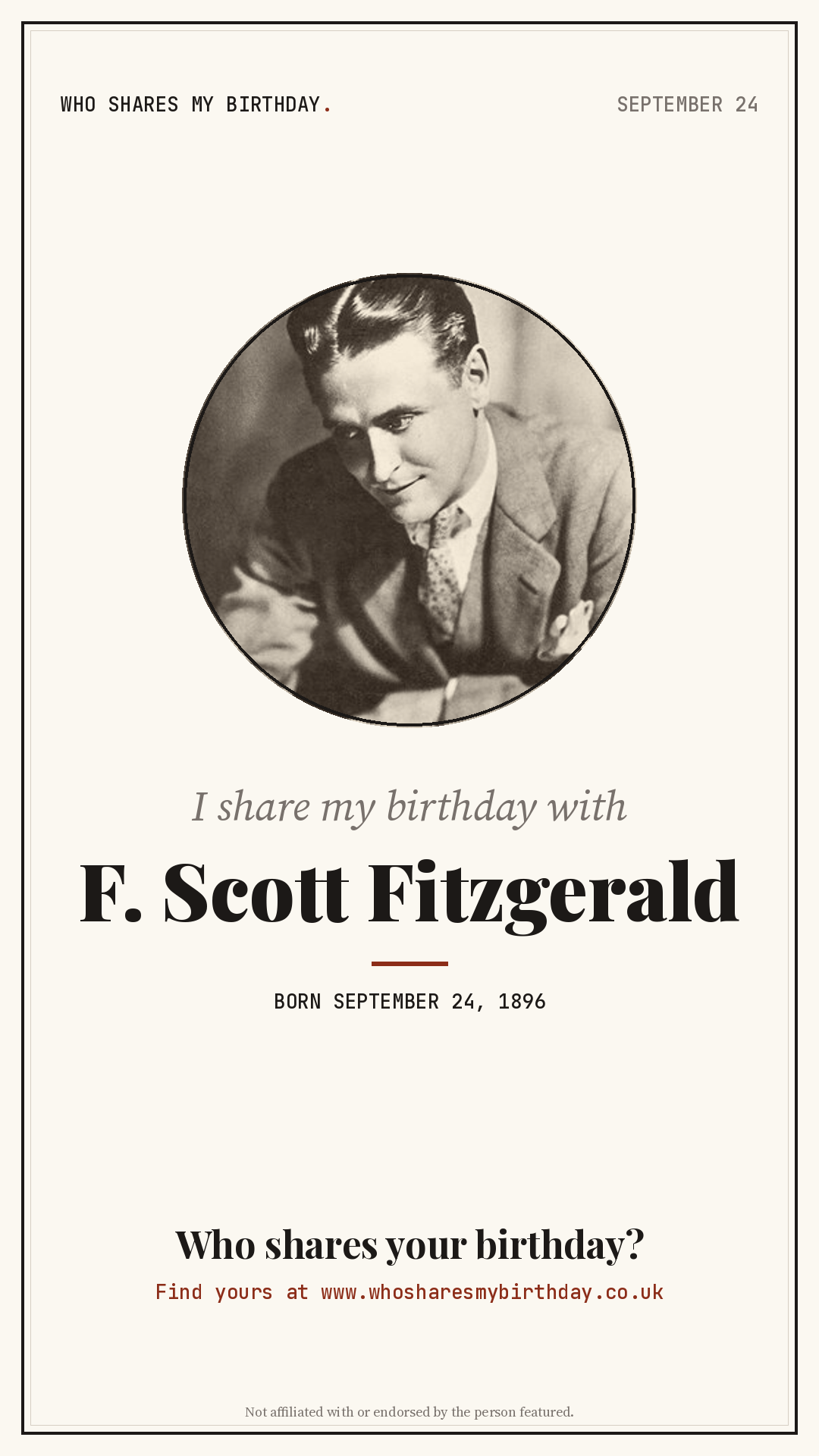 I share my birthday with F. Scott Fitzgerald