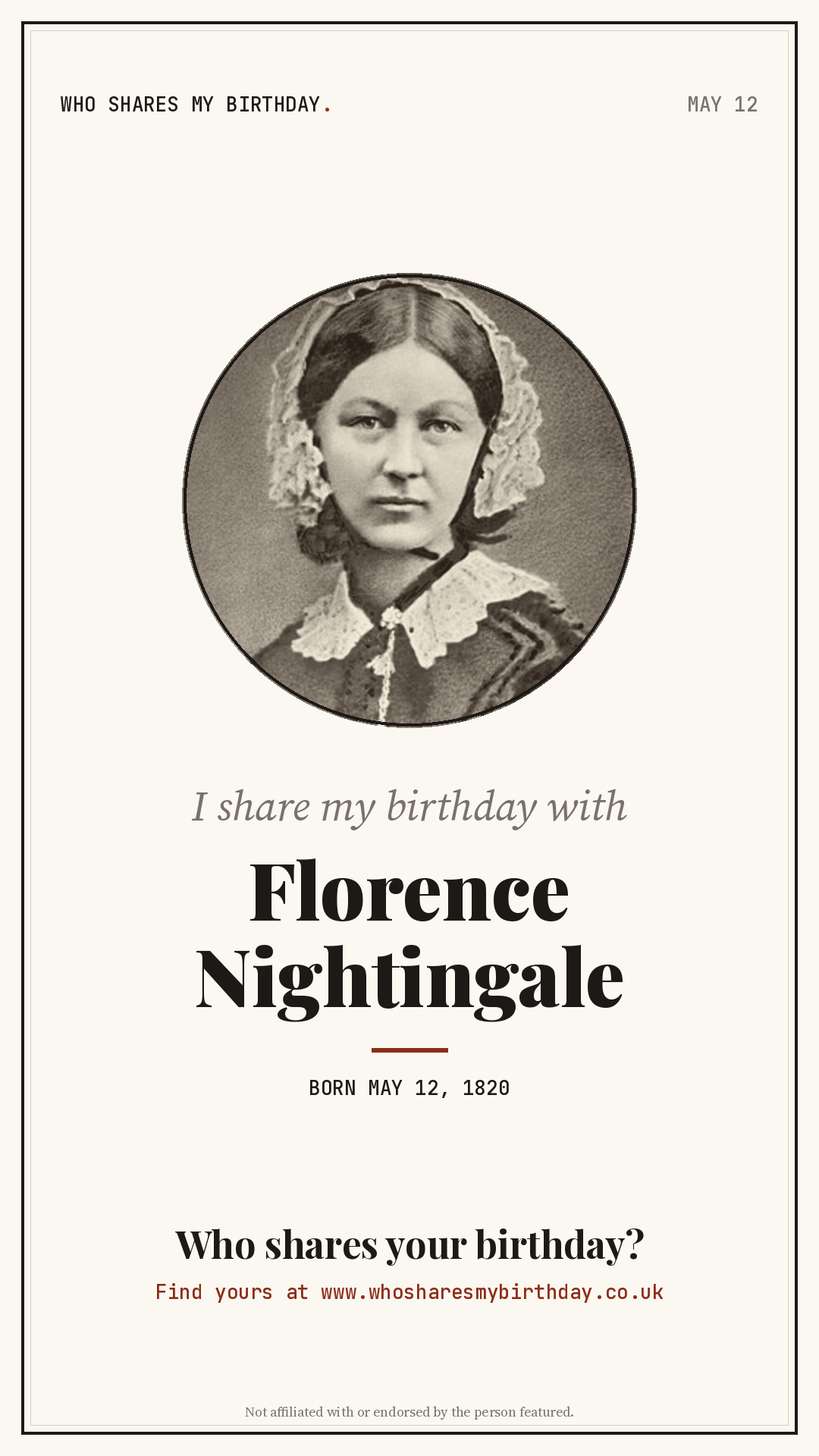 I share my birthday with Florence Nightingale