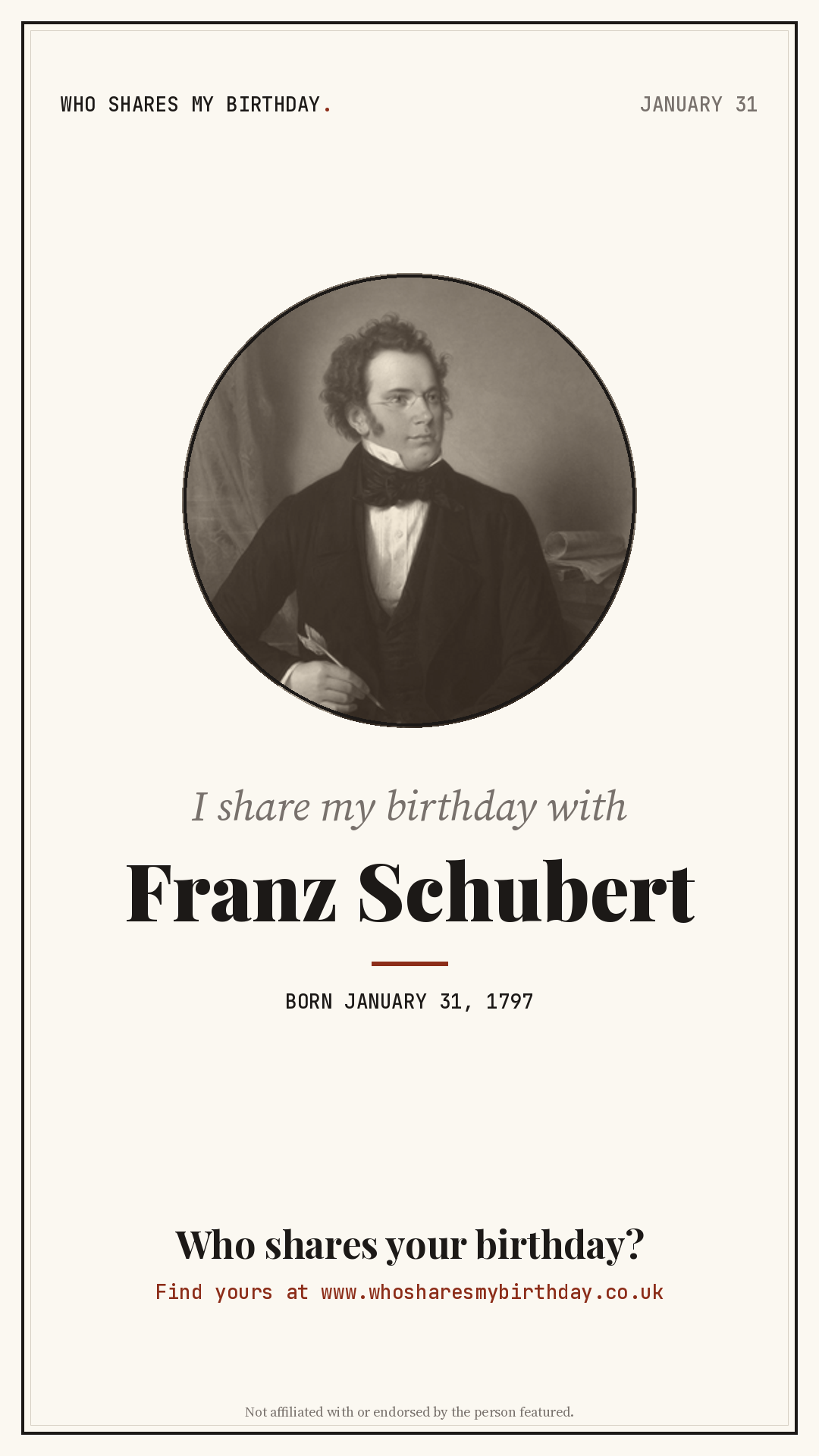 I share my birthday with Franz Schubert