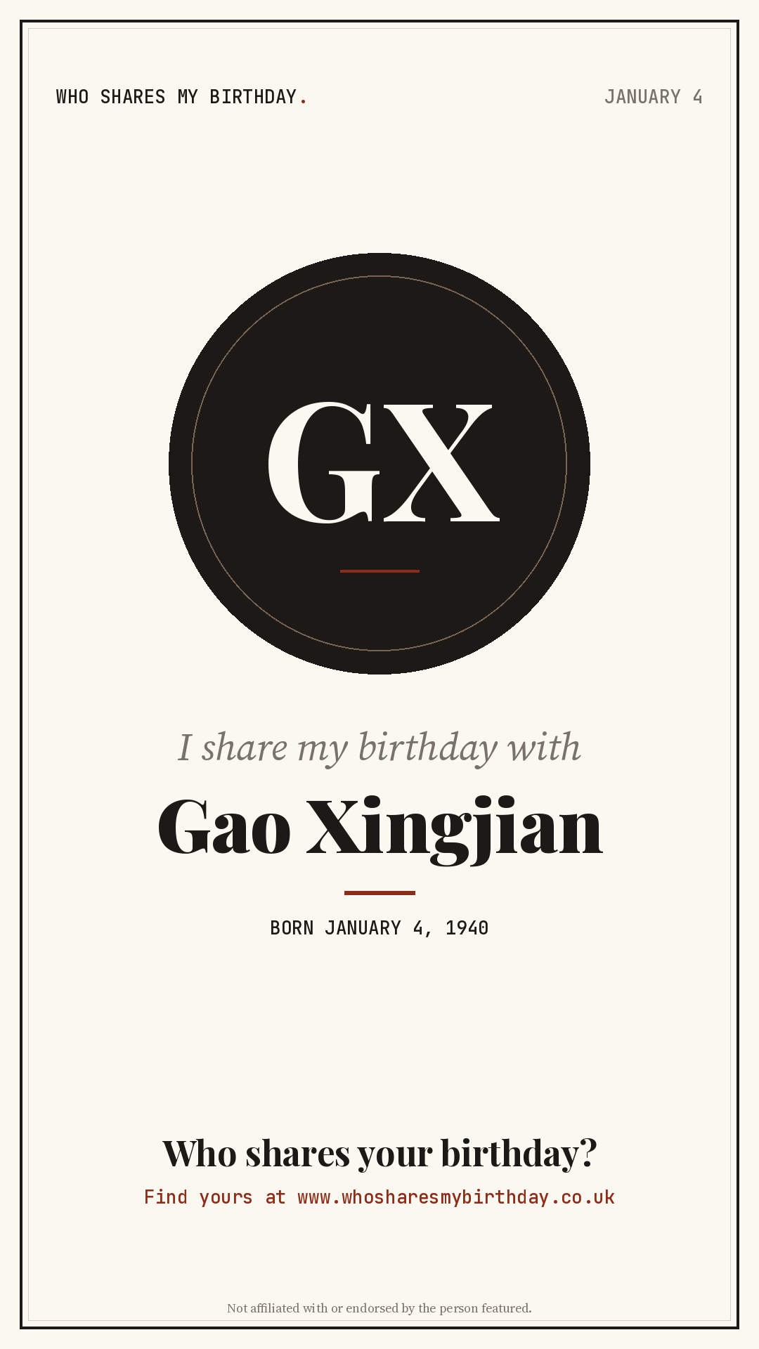 I share my birthday with Gao Xingjian