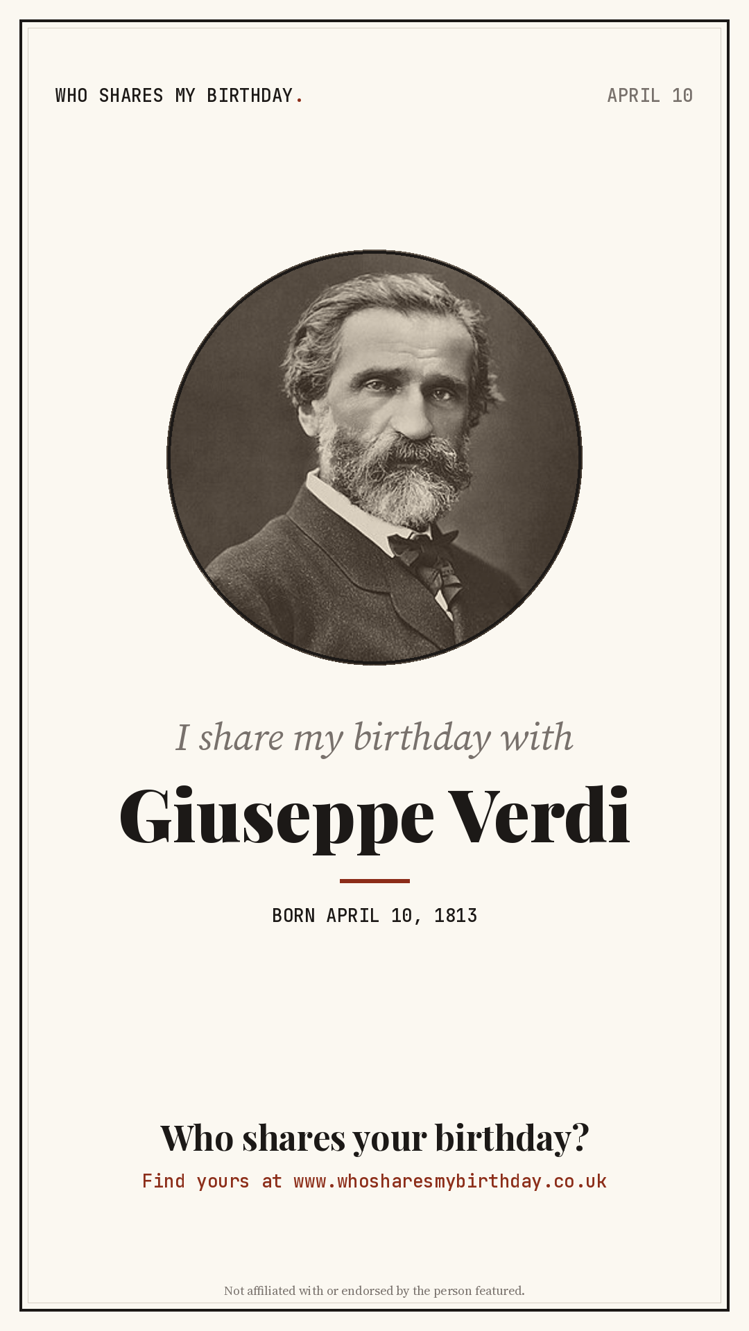 I share my birthday with Giuseppe Verdi