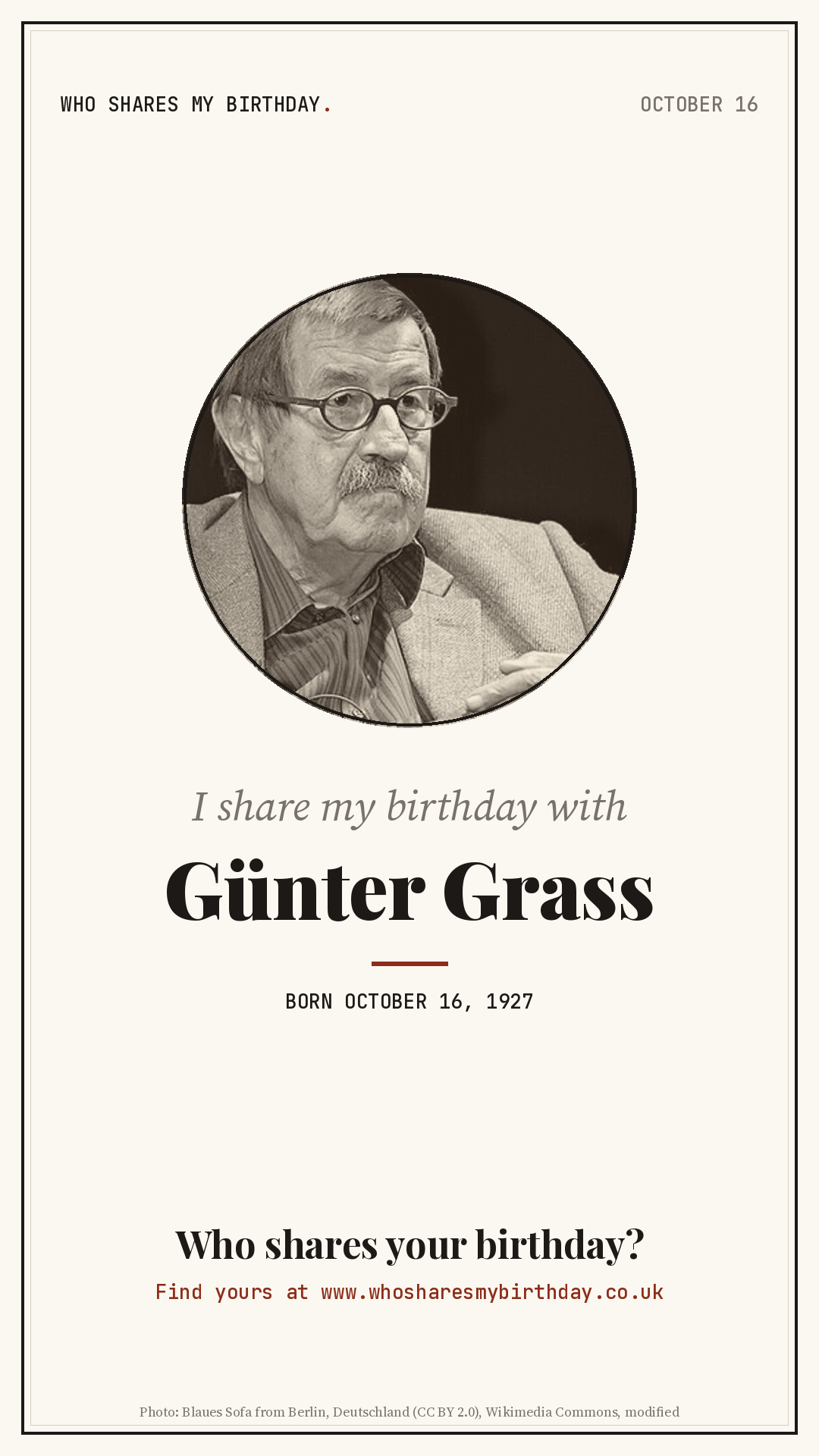 I share my birthday with Günter Grass