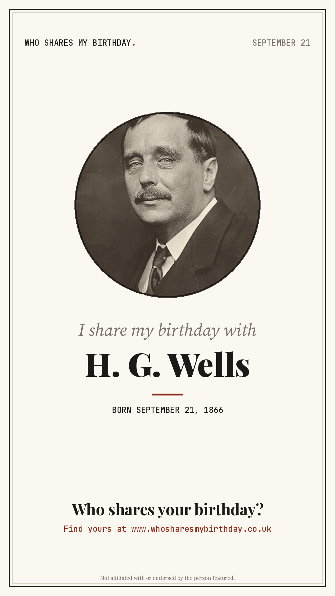 I share my birthday with H. G. Wells