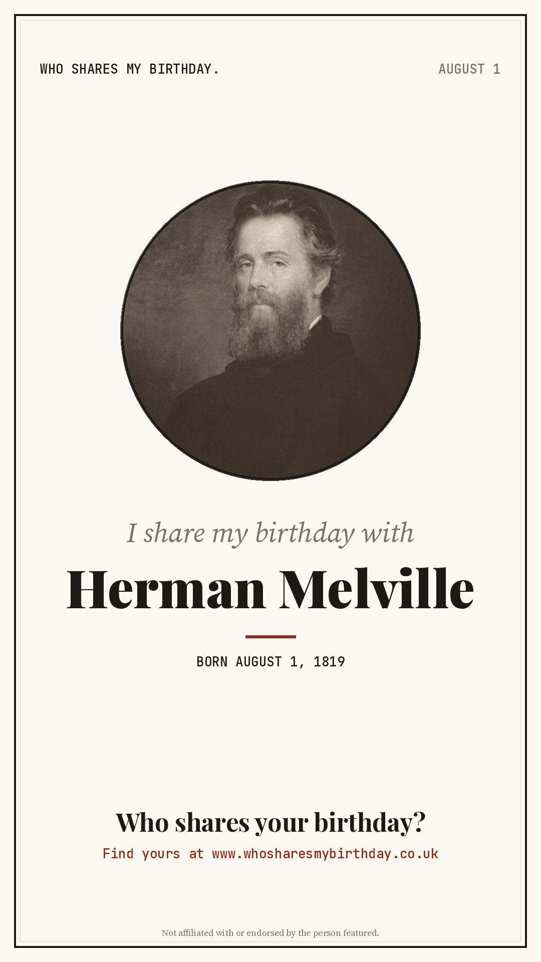 I share my birthday with Herman Melville
