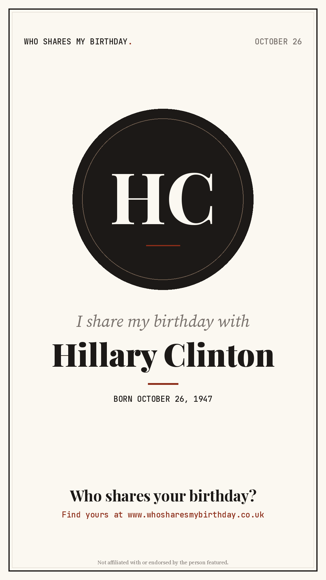 I share my birthday with Hillary Clinton