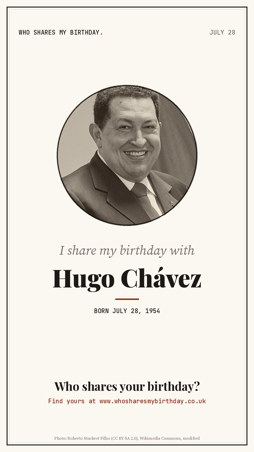 I share my birthday with Hugo Chávez