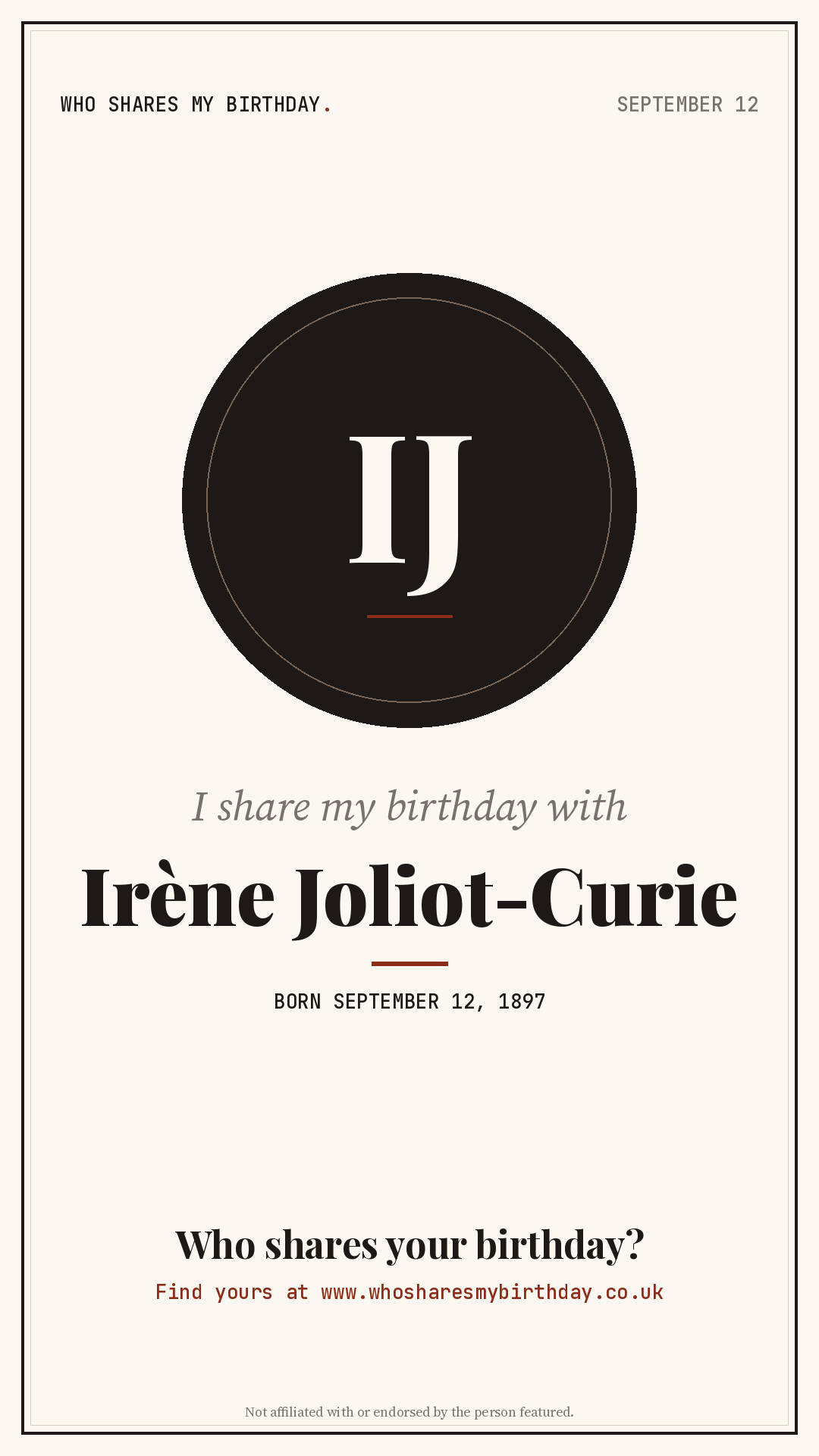 I share my birthday with Irène Joliot-Curie
