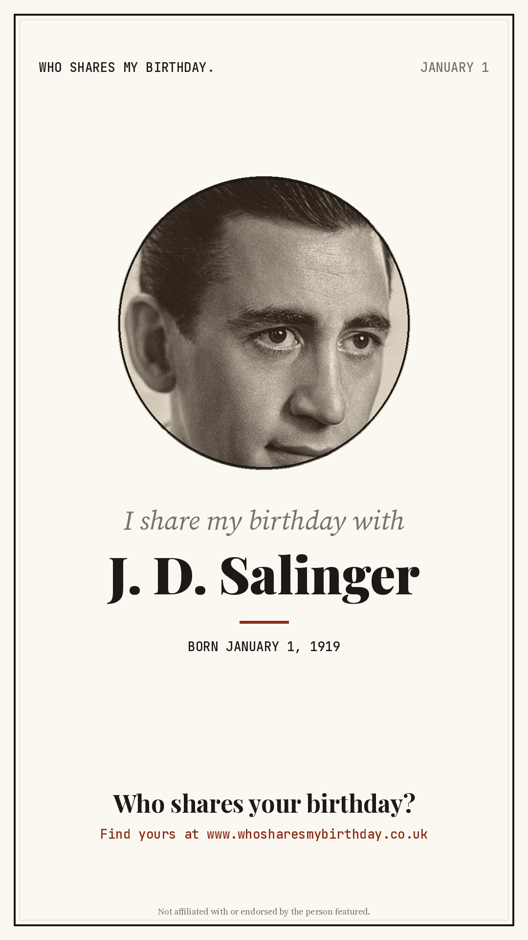 I share my birthday with J. D. Salinger