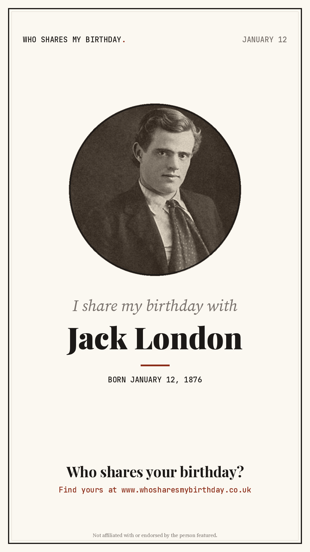 I share my birthday with Jack London