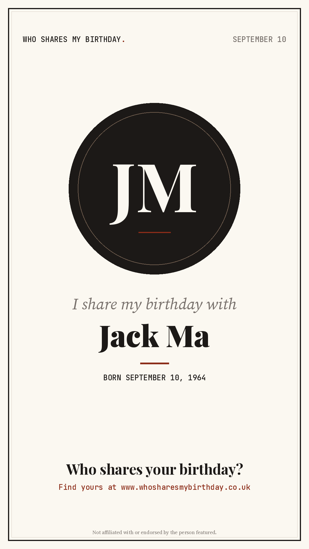 I share my birthday with Jack Ma