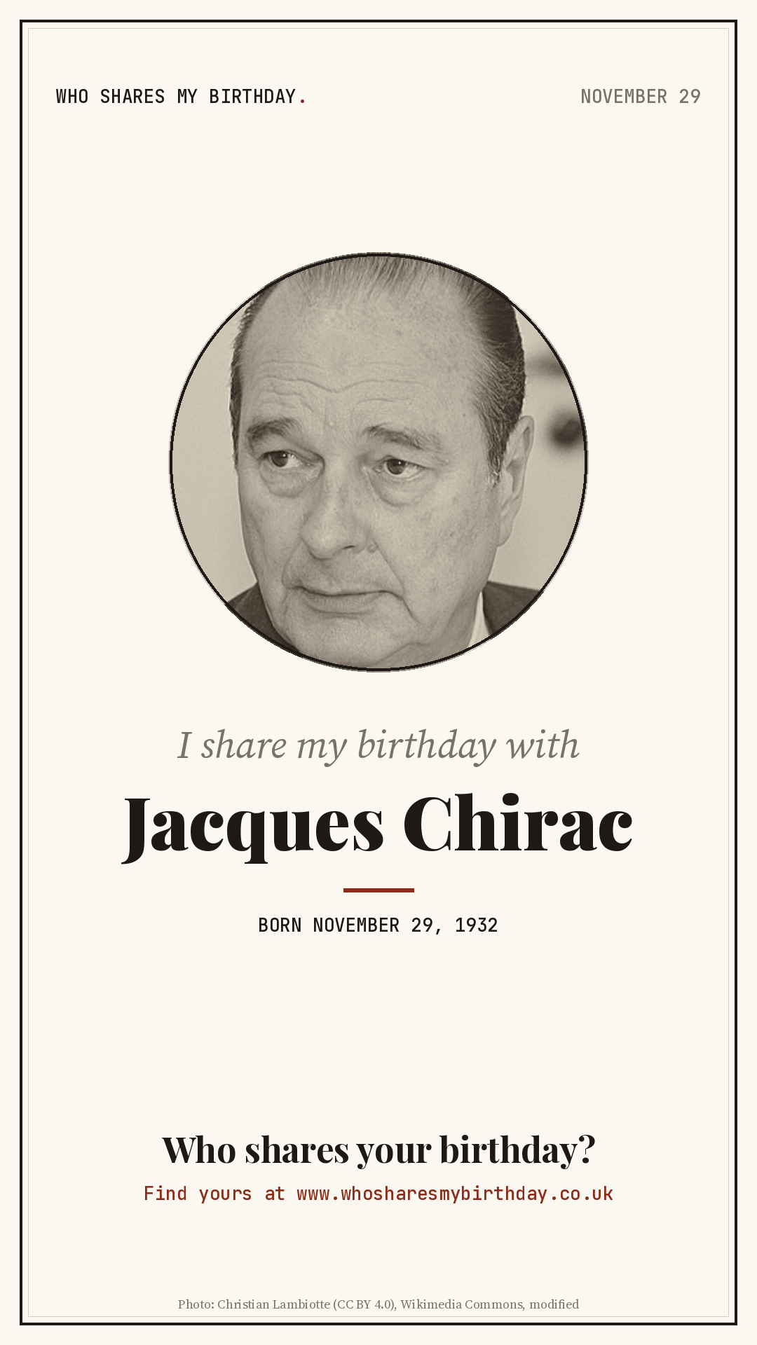 I share my birthday with Jacques Chirac