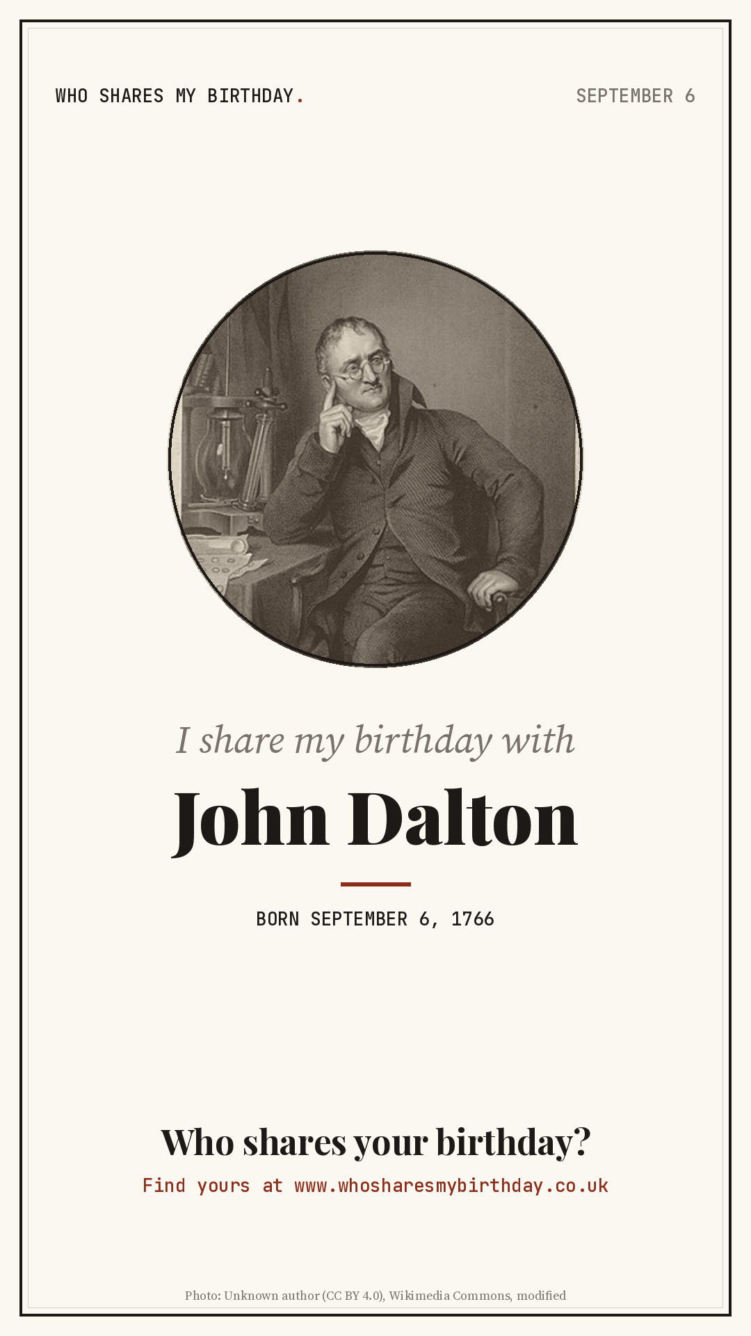 I share my birthday with John Dalton