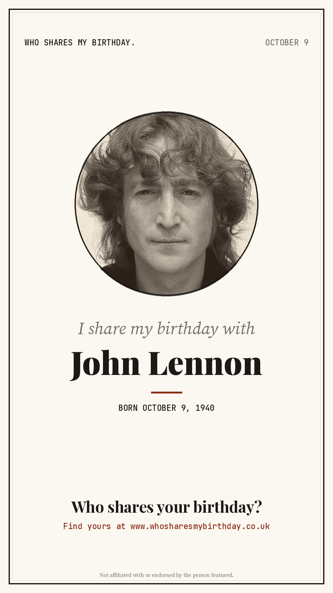I share my birthday with John Lennon