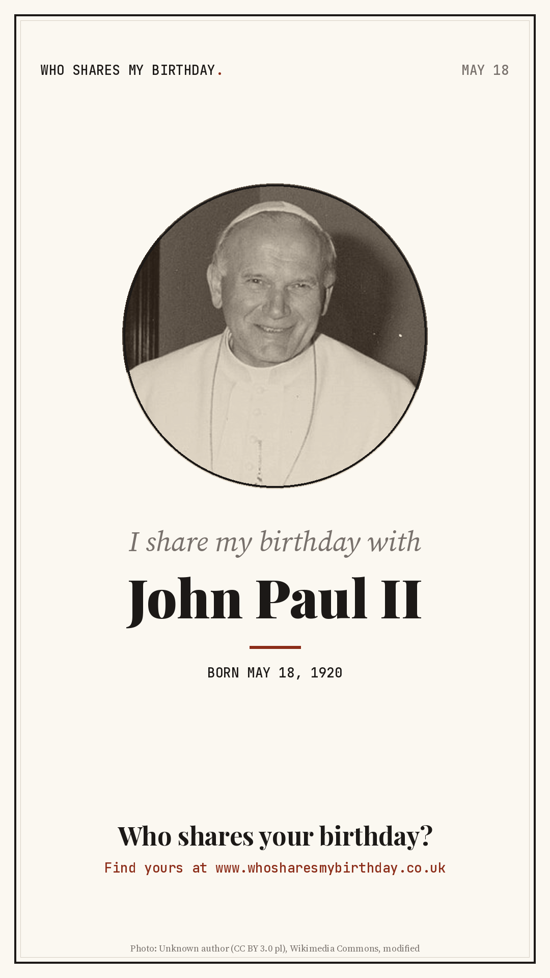 I share my birthday with John Paul II